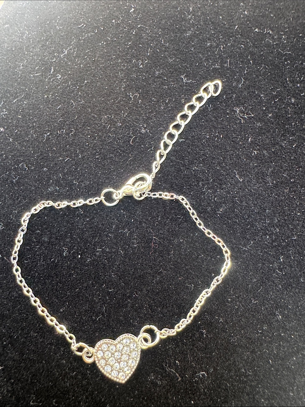 Delicate Heart Crystal Bracelet - silver tone
